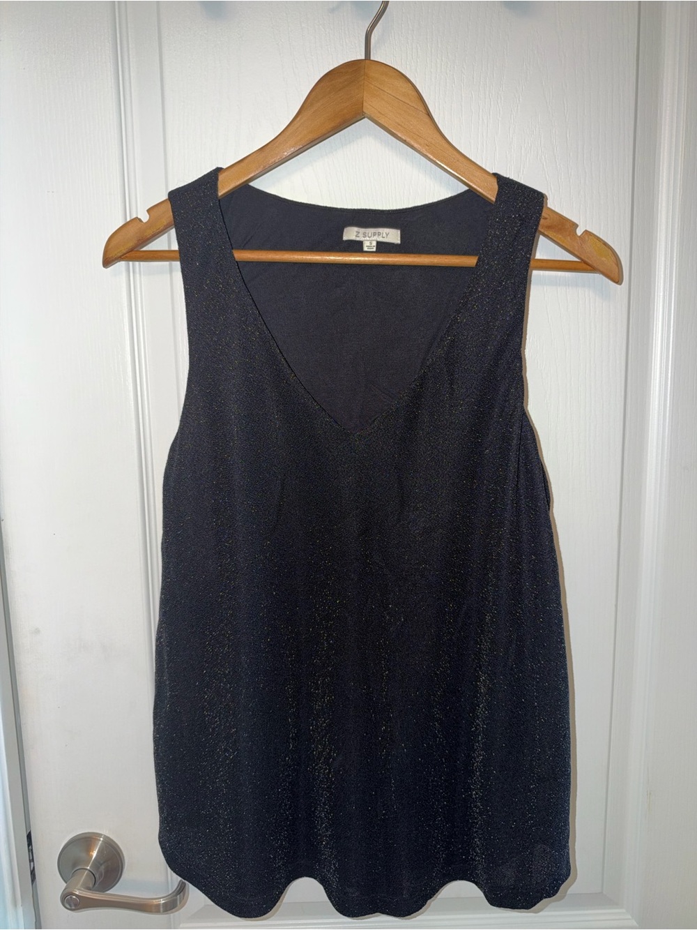 Z Supply Black Sparkle V-Neck Tank Top